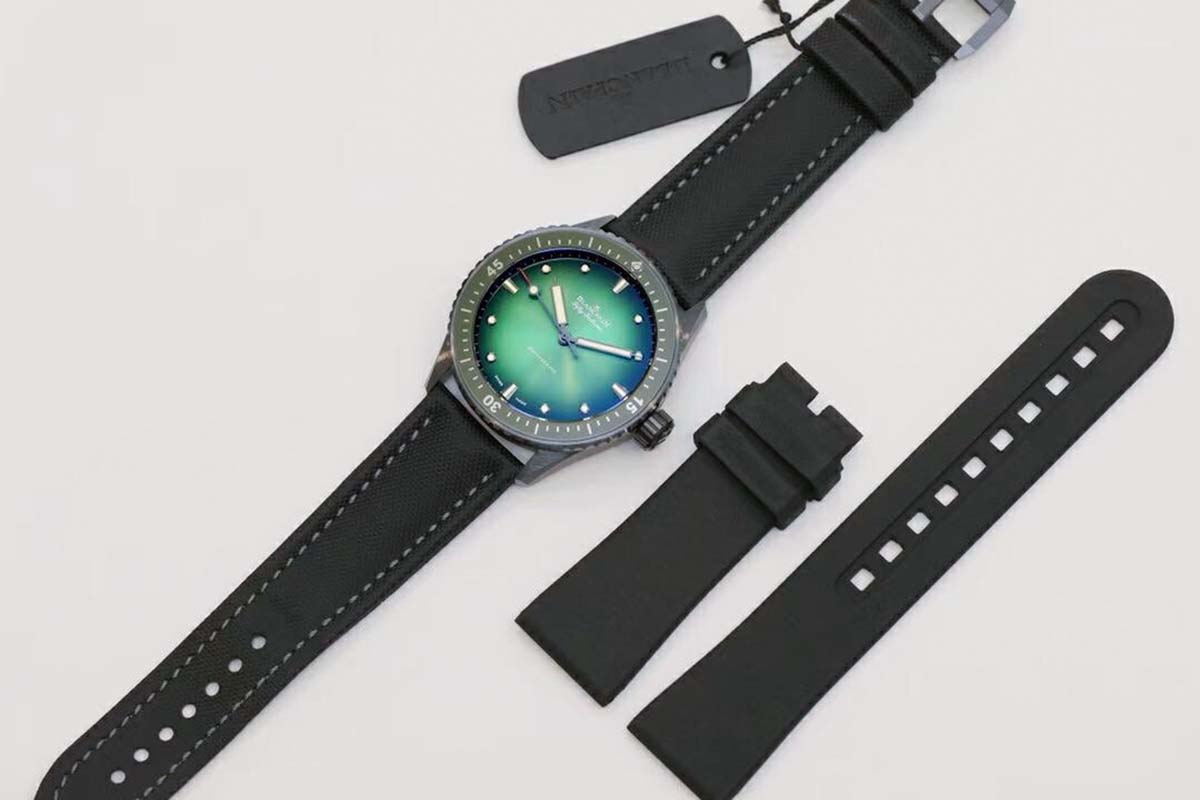 GF厂宝珀五十噚系列5005极光绿复刻腕表做工细节评测-品鉴GF厂腕表