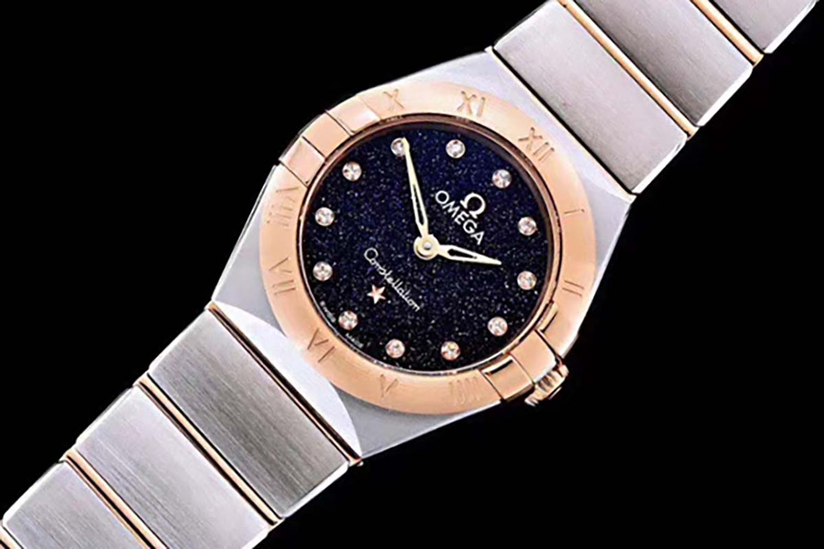 GF厂欧米茄星座系列间玫瑰金款星空蓝字面复刻腕表做工深度评测