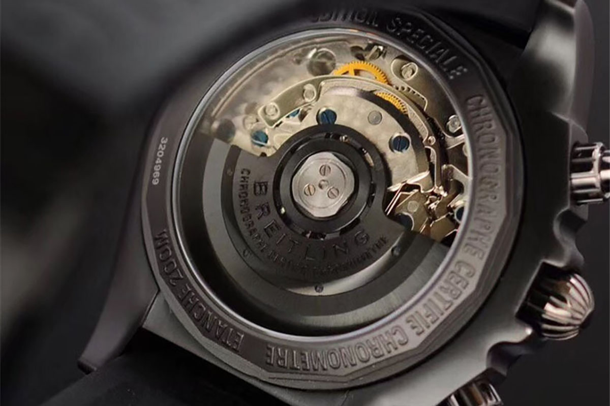 GF厂百年灵机械计时44毫米黑钢橙黄色字面复刻腕表做工细节深度评测