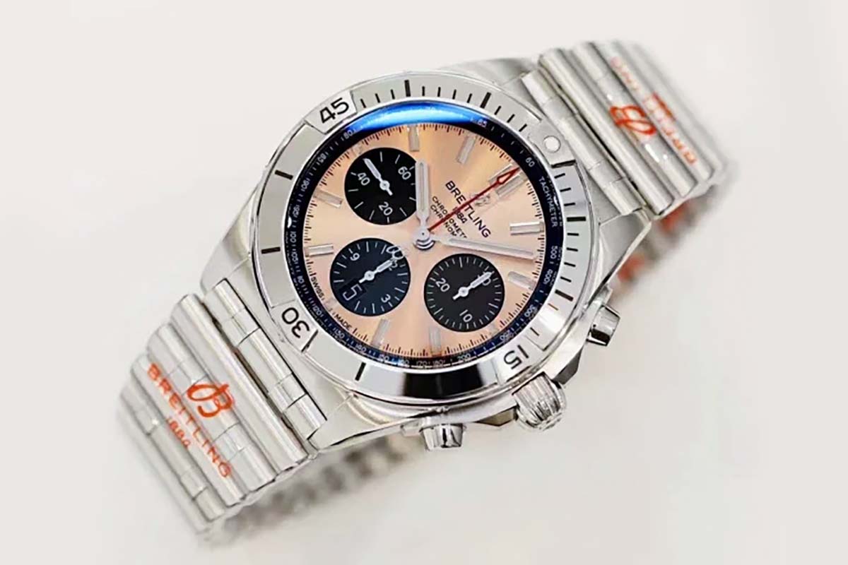 GF厂复刻版B01计时腕表42系列三文鱼色腕表做工评测-品鉴GF厂腕表