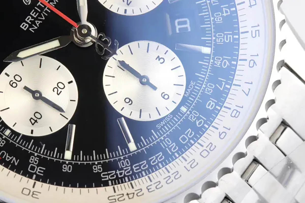 GF厂百年灵航空计时1系列黑盘复刻腕表做工细节评测「B01计时腕表43系列」