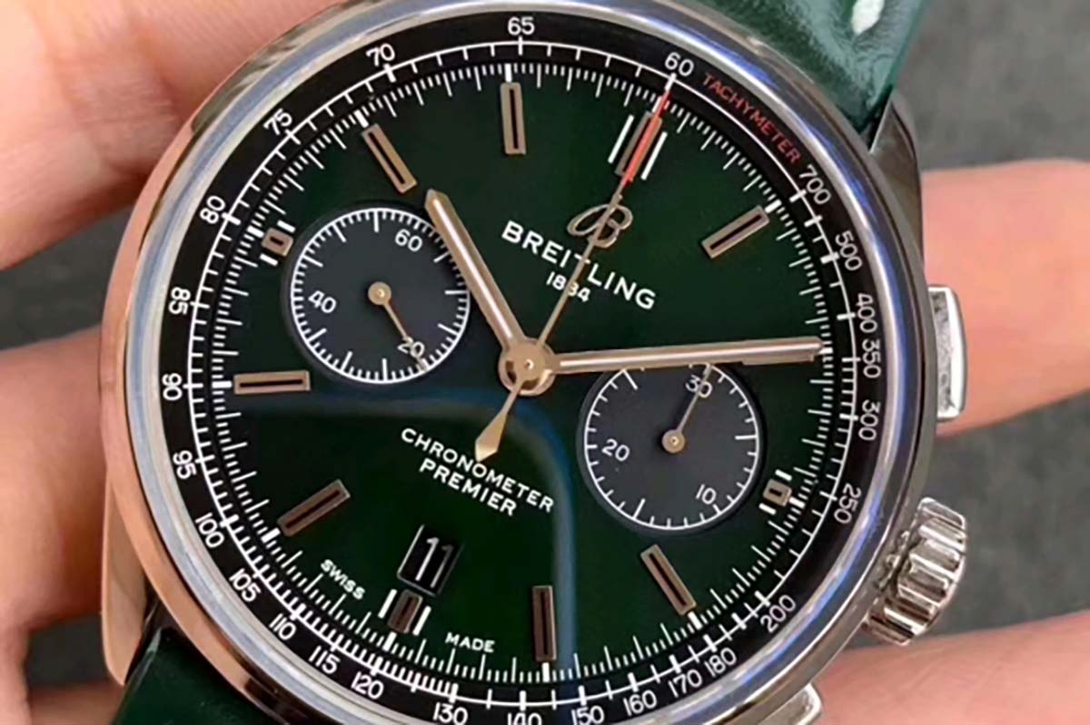 GF厂百年灵璞雅系列绿色字面复刻腕表做工细节评测-品鉴GF厂腕表