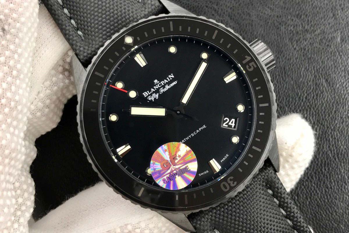 GF厂宝珀五十噚系列5000黑陶瓷材质复刻腕表做工细节深度评测-品鉴GF厂复刻