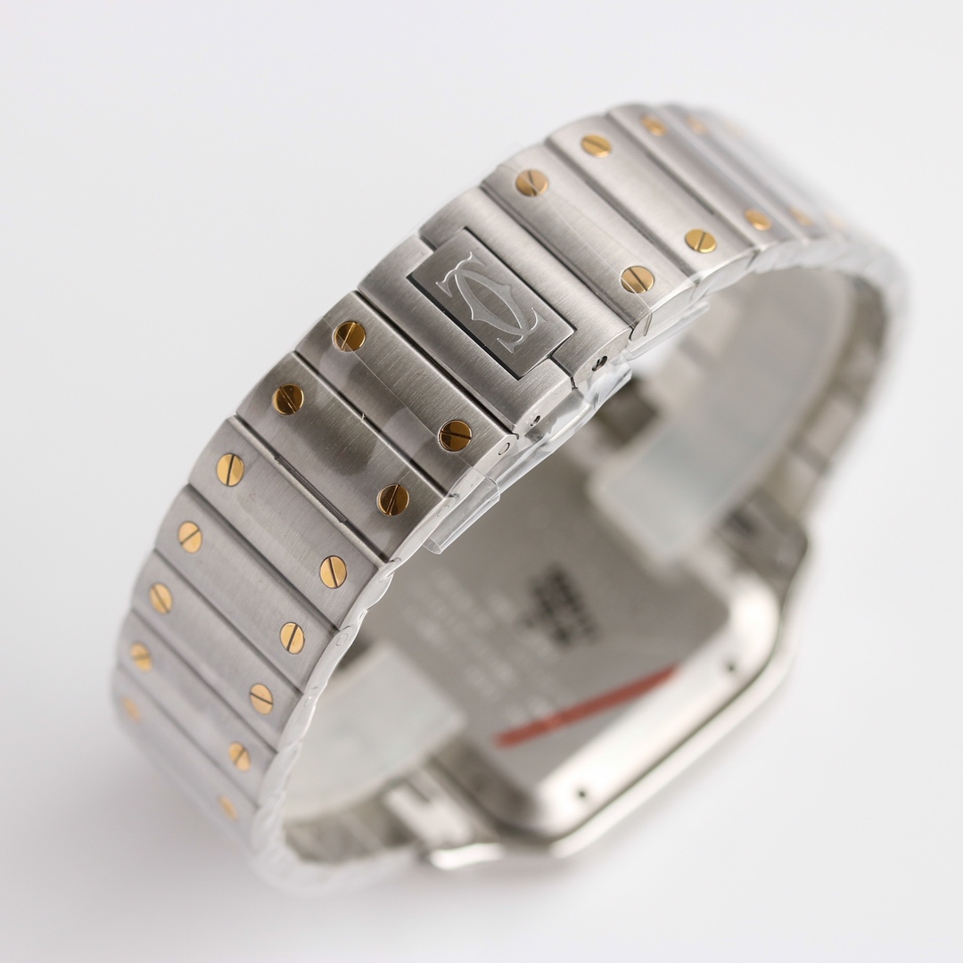 GF厂卡地亚山度士W2SA0009大号V2版间金白盘腕表