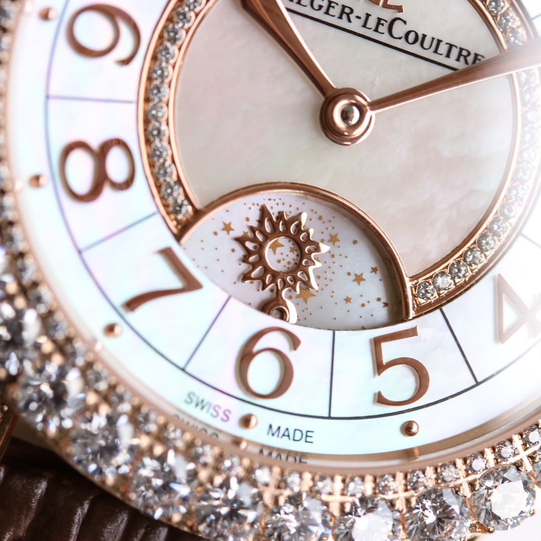 GF厂积家约会大师系列36mm日夜显示珠宝玫瑰金腕表