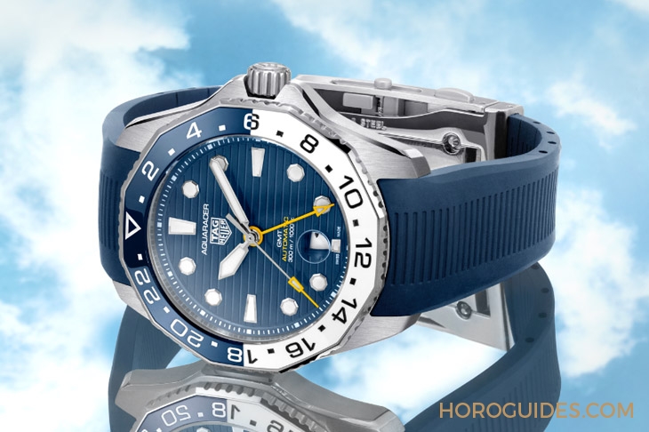 TAG HEUER - 蓝白陶瓷圈！ TAG Heuer Aquaracer Professional 300 GMT两地时间腕表