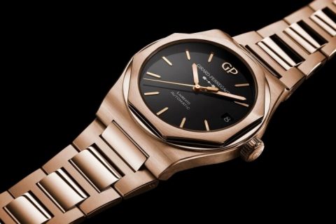 Girard-Perregaux芝柏Laureato 42mm Pink Gold & Onyx｜诱人的黑色缟玛瑙表盘