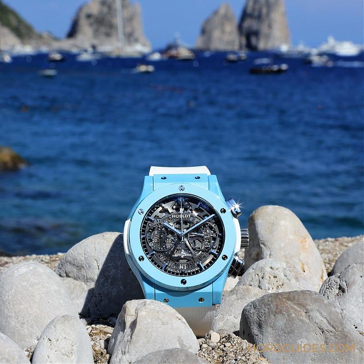 HUBLOT - 彩色陶瓷的新高度！ HUBLOT Classic Fusion Aerofusion 海水正蓝Capri限量计时码表