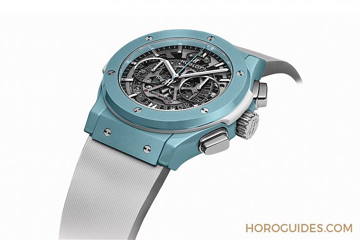 HUBLOT - 彩色陶瓷的新高度！ HUBLOT Classic Fusion Aerofusion 海水正蓝Capri限量计时码表