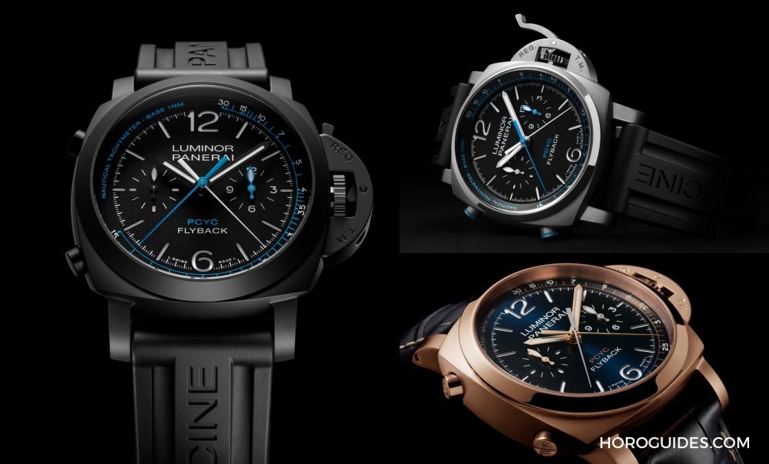 PANERAI Luminor帆船挑战赛计时表钛金属、黑陶瓷、红金材质连三发