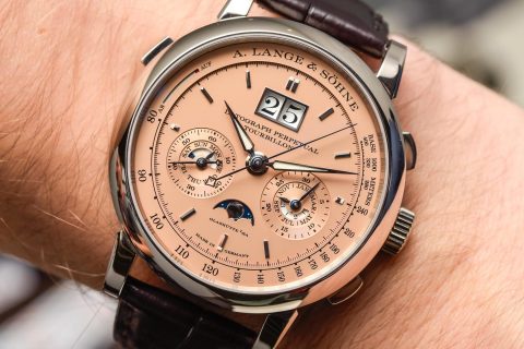 A. Lange & Söhne Datograph Perpetual Tourbillon 玫瑰金表盘上手腕表
