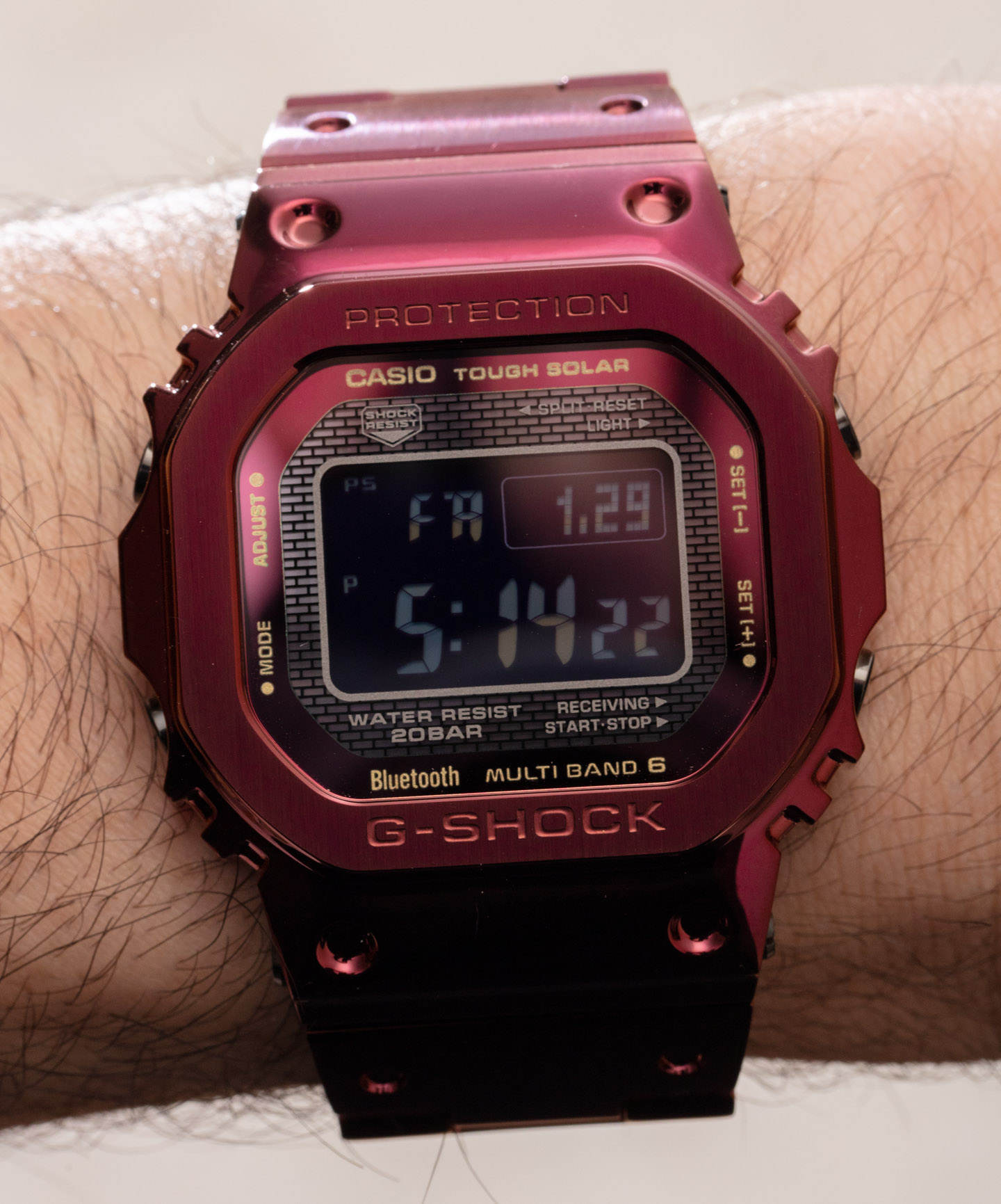 动手：卡西欧 G-Shock GMWB5000RD-4 红色金属手表
