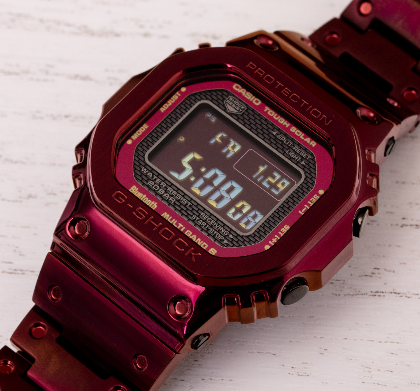 动手：卡西欧 G-Shock GMWB5000RD-4 红色金属手表